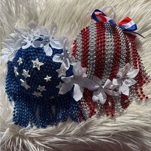 Patriotic Beaded Handmade Stars and Flowers Bra